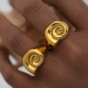 1 Piece Simple Series Retro Thread Stainless Steel Waterproof Gold Color Statement Rings h5 Picture2