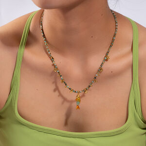 1 stuk vintage visvormige, waterdichte, roestvrijstalen, goudkleurige, natuurstenen kralenketting voor dames h5 Afbeelding4