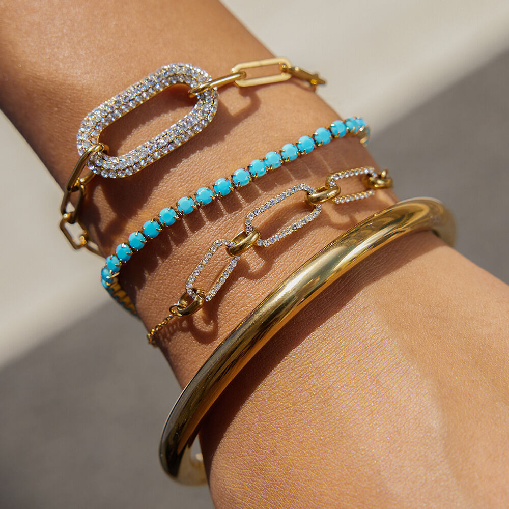 1 Piece Luxurious Calaite Stainless Steel Waterproof Gold Color Women's Chain Bracelets h5 Picture3