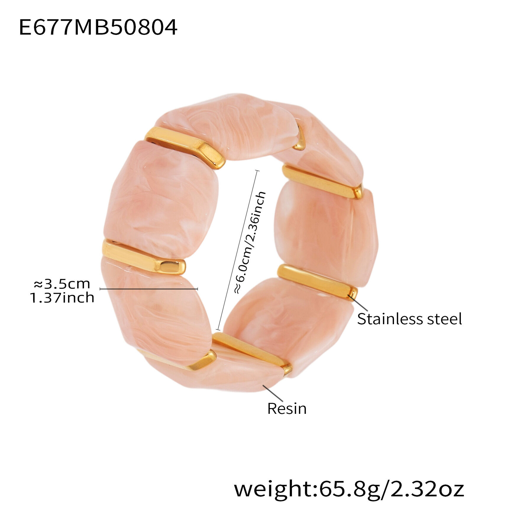 E677-Rosa Armband 60mm Bild7