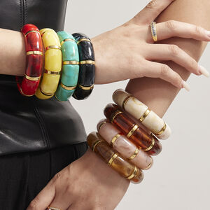 1 Piece Stylish Series Annular Shape Resin Gold Color Women's Bangles h5 Picture2