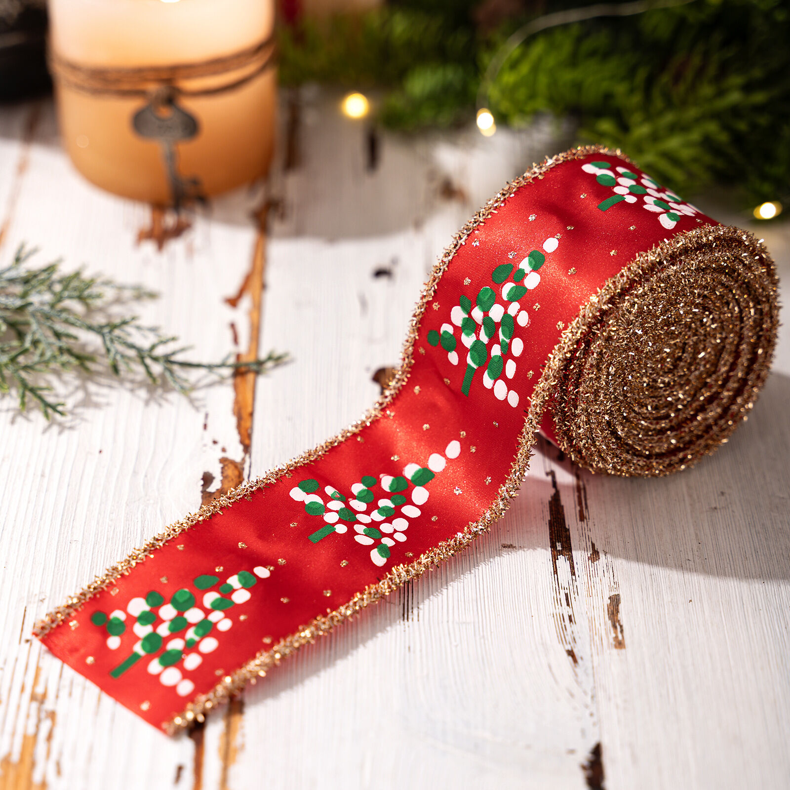 1 rotolo di nastro decorativo natalizio 