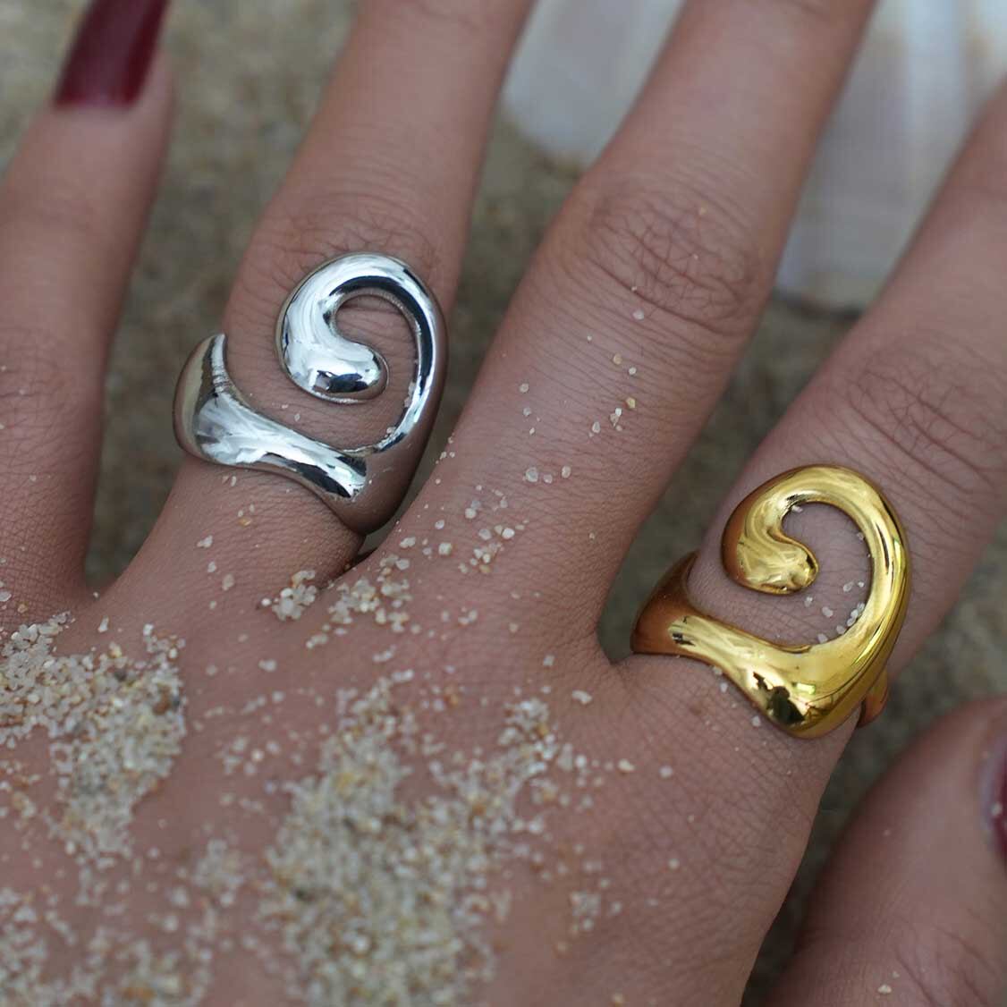 1 Piece Simple Irregular Shape Stainless Steel Waterproof Women's Statement Rings 2