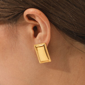 1 Pair Simple Series Daily Rectangle Stainless Steel Waterproof Gold Color Women's Stud Earrings h5 Picture3