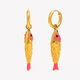 Oil-Dripping Fish Pendant Earrings - Gold - Red And Yellow Picture3