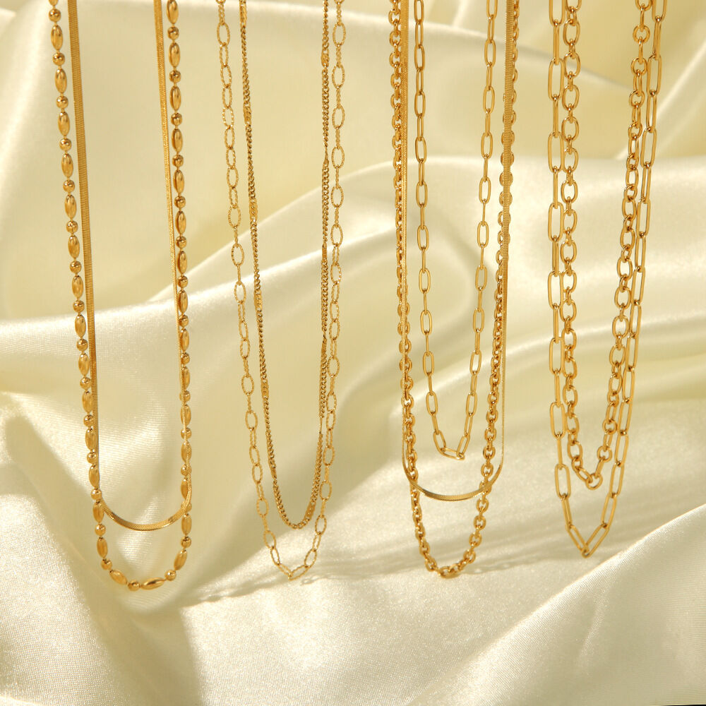 Simple Series Daily Chain Stainless Steel Waterproof   Gold Color  Women's Chain Necklaces