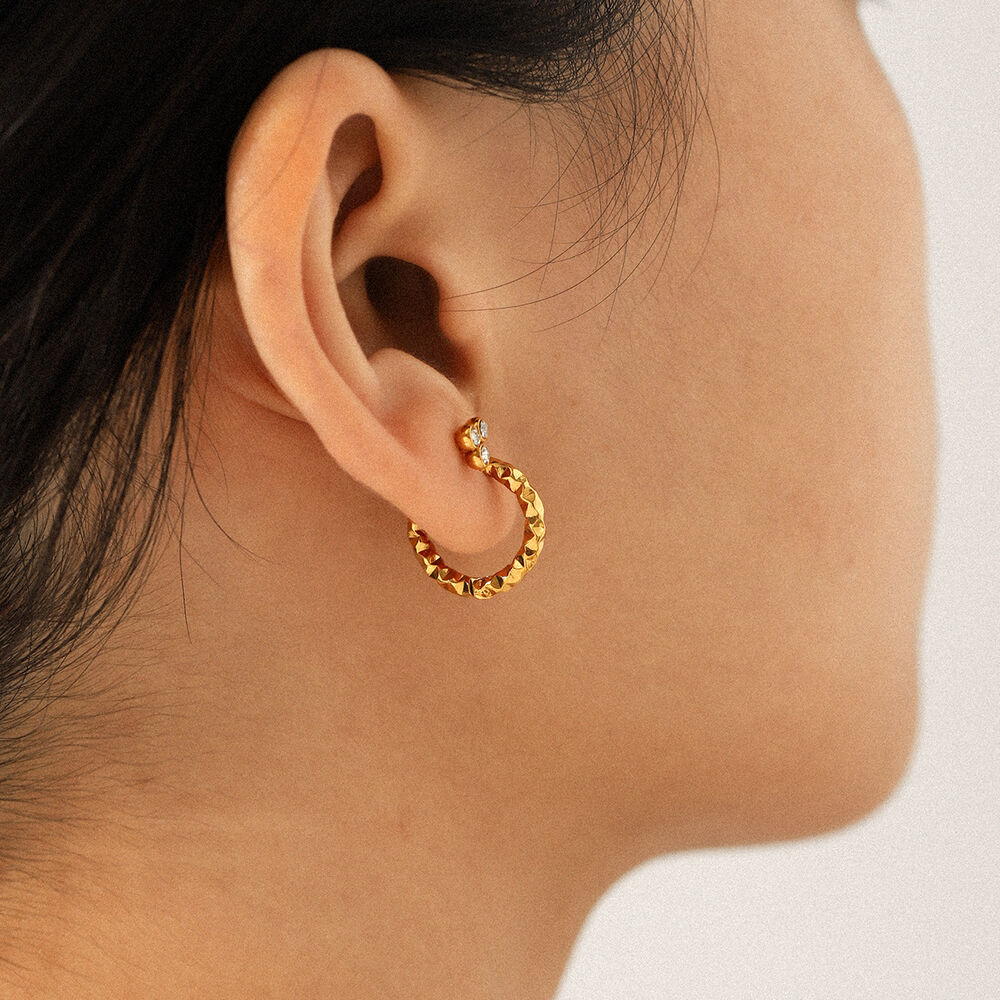 1 Set Luxurious Irregular Shape Stainless Steel Waterproof Gold Color Zircon Women's Stud Earrings Picture3