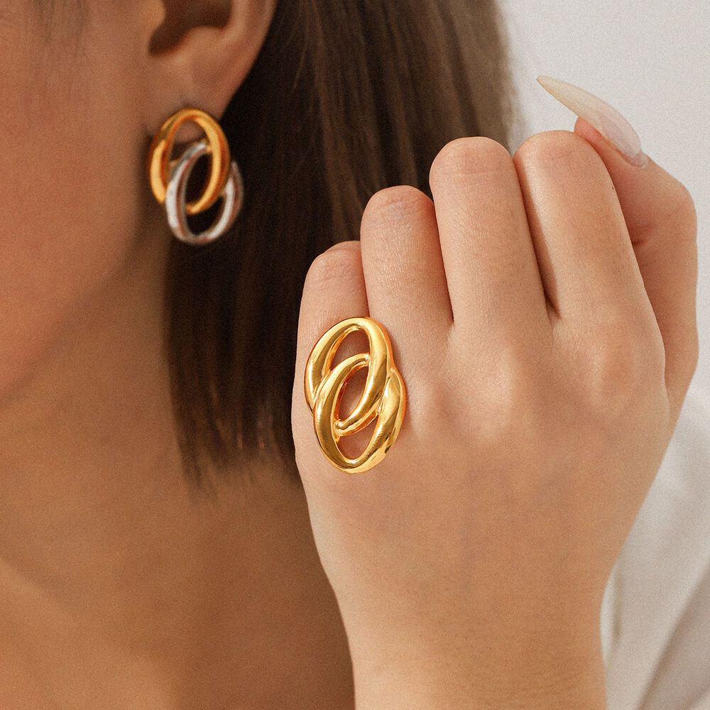 1 paire de boucles d'oreilles puces pour femmes, en acier inoxydable étanche, coloris or et argent. h5Image4