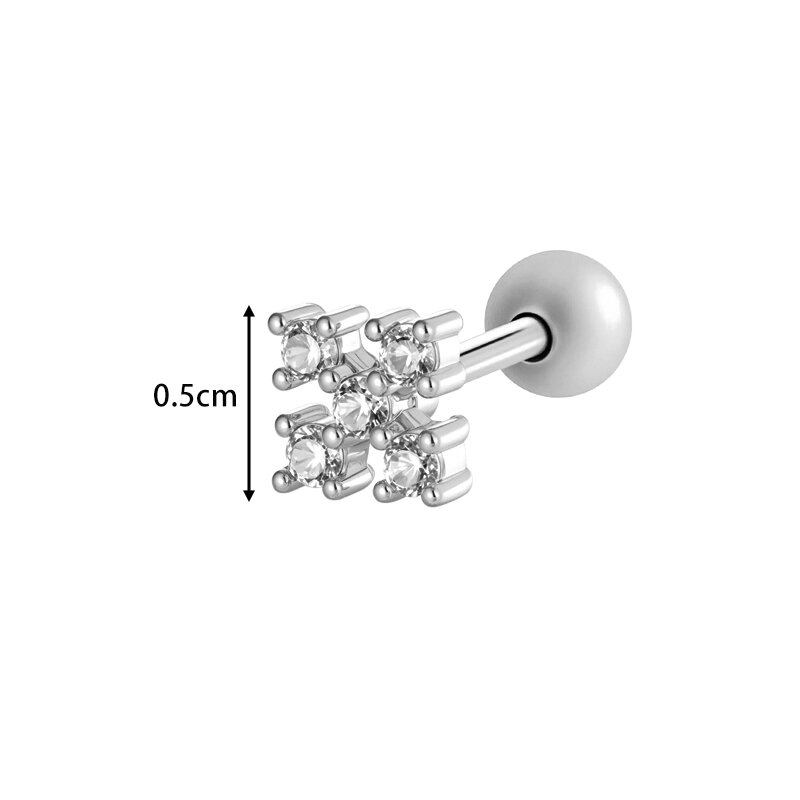 1 Adet Çiçek Bakır Altın Rengi Zirkonyum Piercing Küpe Resim2
