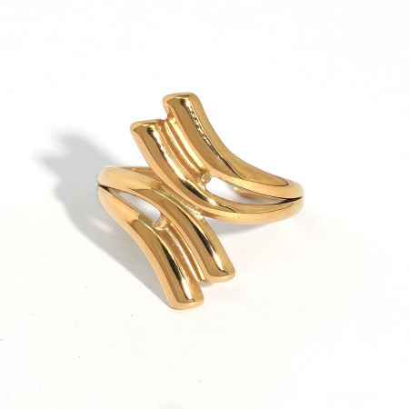 1 Piece Casual Irregular Shape Stainless Steel Waterproof Gold Color Statement Rings