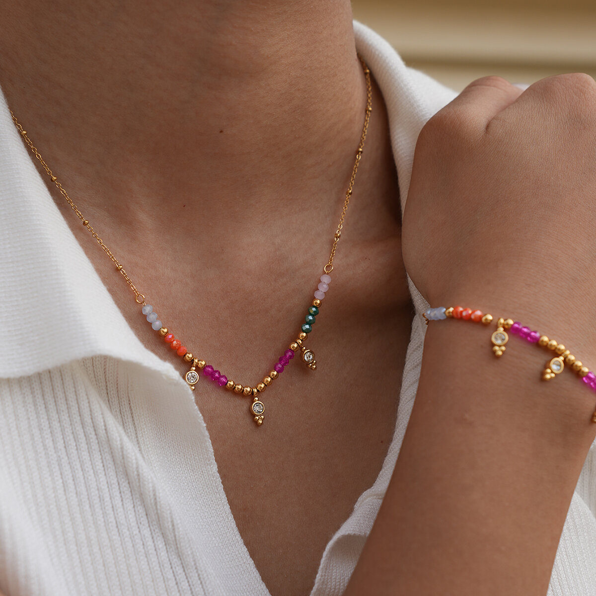 Ensembles de bijoux pour femmes en acier inoxydable de forme simple et irrégulière, étanches, couleur or Image3