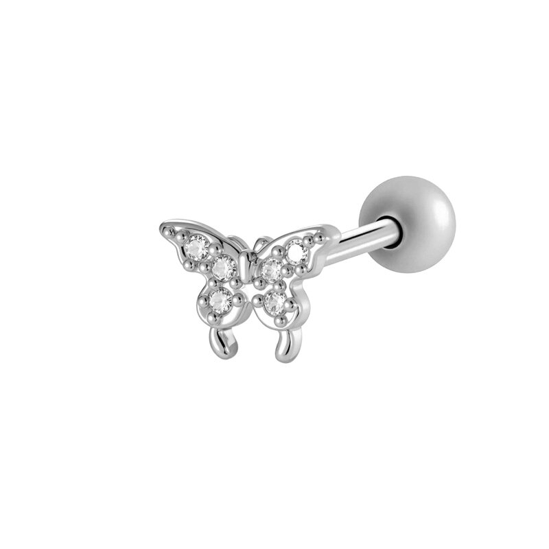 1 Stück Schmetterling Kupfer Gold Farbe Zirkon Piercing Ohrring
