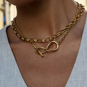 1 Piece Simple Irregular Shape Twist Stainless Steel Waterproof Gold Color Women's Chain Necklaces h5 Picture4