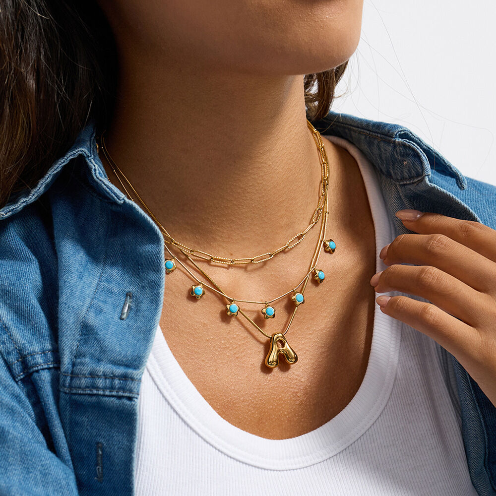 1 Piece Romantic Flower Calaite Stainless Steel Waterproof Gold Color Women's Pendant Necklaces