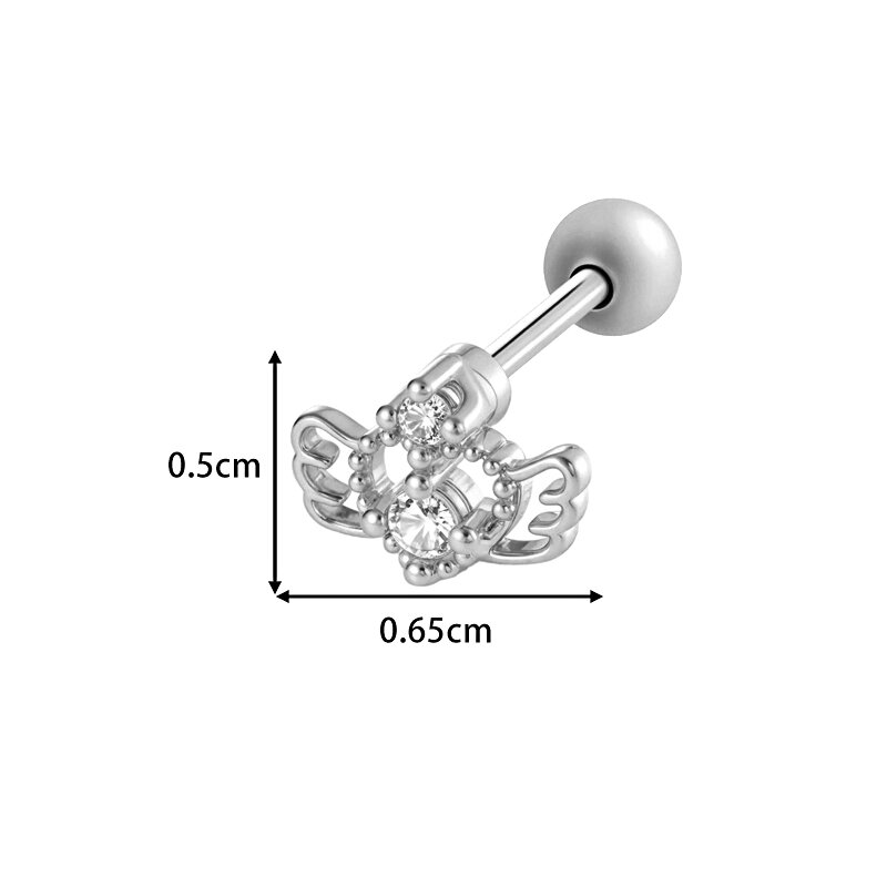Orecchino piercing in zircone color rame e oro a forma di cuore e stella, 1 pezzo h5Immagine2