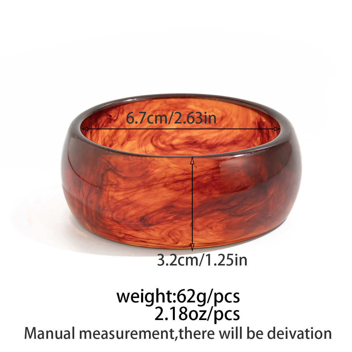 Bracelet jonc rétro en résine dégradé de couleurs, 1 pièce Image2