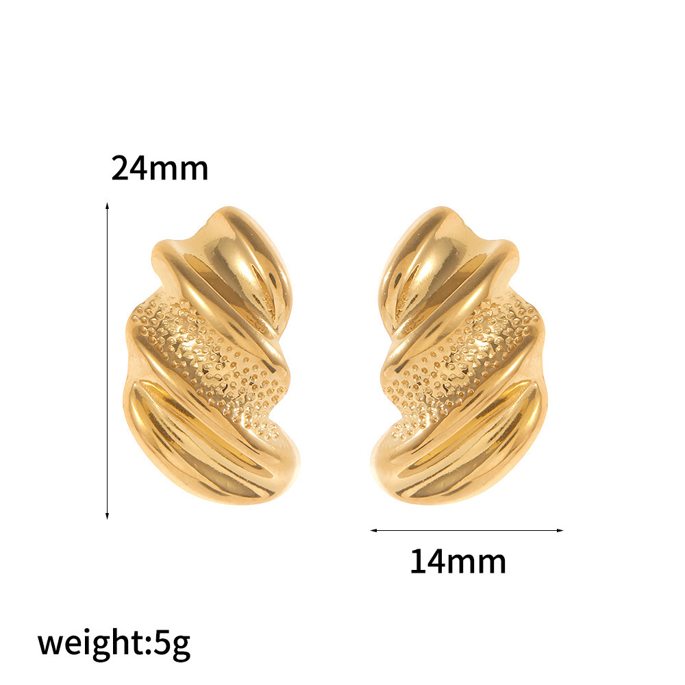 1 Pair Irregular Shape Stainless Steel Waterproof  Gold Color  Stud Earrings Picture2