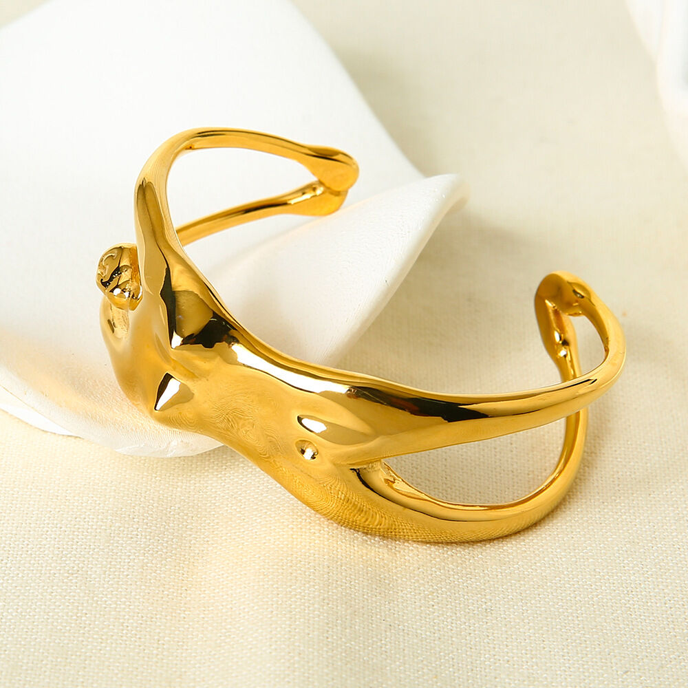 Braccialetti da donna in acciaio inossidabile color oro impermeabile con figura retrò classica da 1 pezzo h5Immagine3