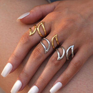 1 Piece Simple Irregular Shape Stainless Steel Waterproof Women's Statement Rings h5 Picture9
