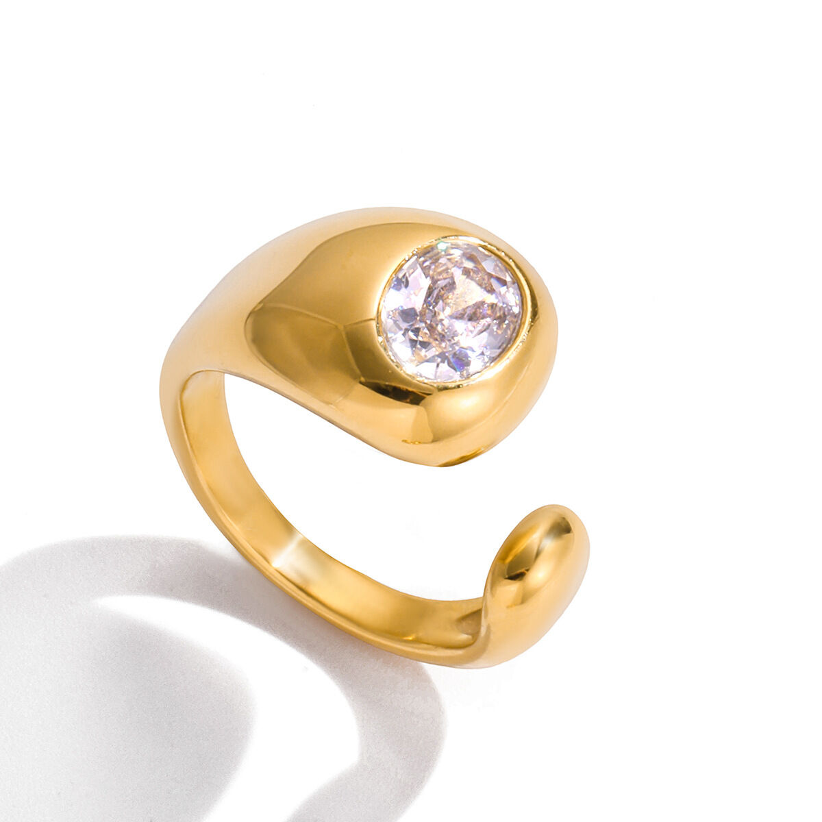 1 Piece Luxurious Irregular Shape Stainless Steel Waterproof Gold Color Statement Rings h5 