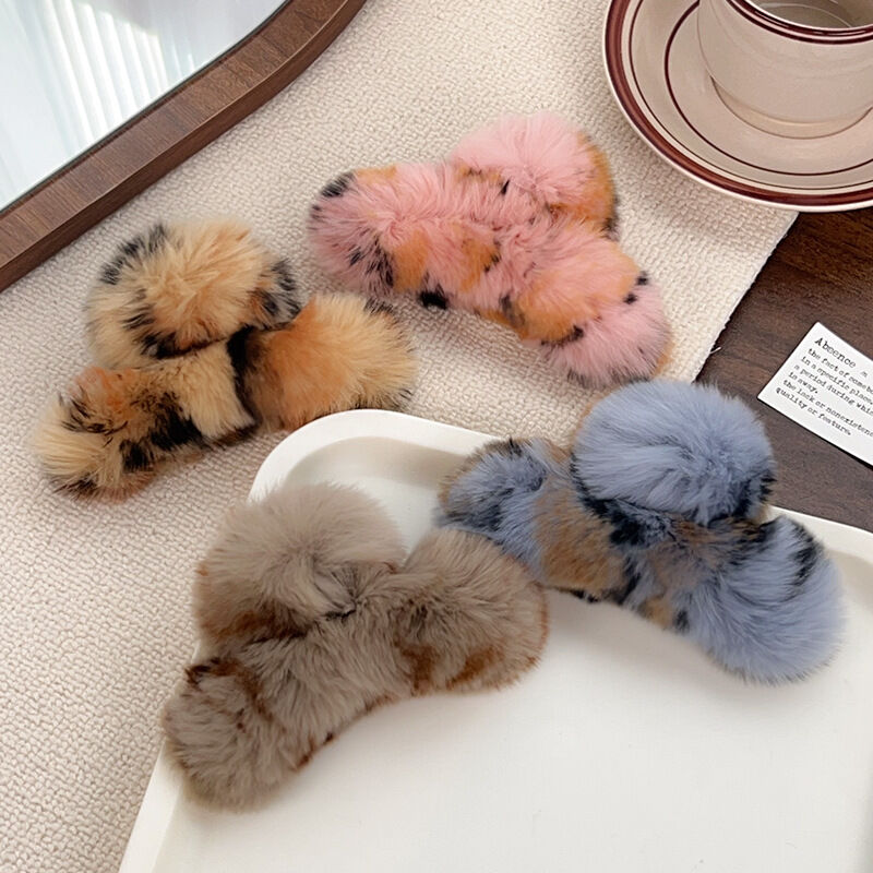 1 Piece Luxurious  Cute Leopard Print Imitation Fur Women's Hair Claws 2