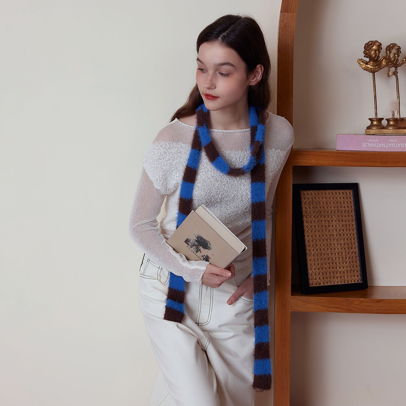 Sciarpa invernale da donna in nylon a righe di Lathy, 1 pezzo