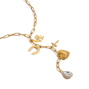 Prachtige hartvormige kwastjes hanger van roestvrij staal, waterdicht, goudkleurig, voor dames. h5 Afbeelding6