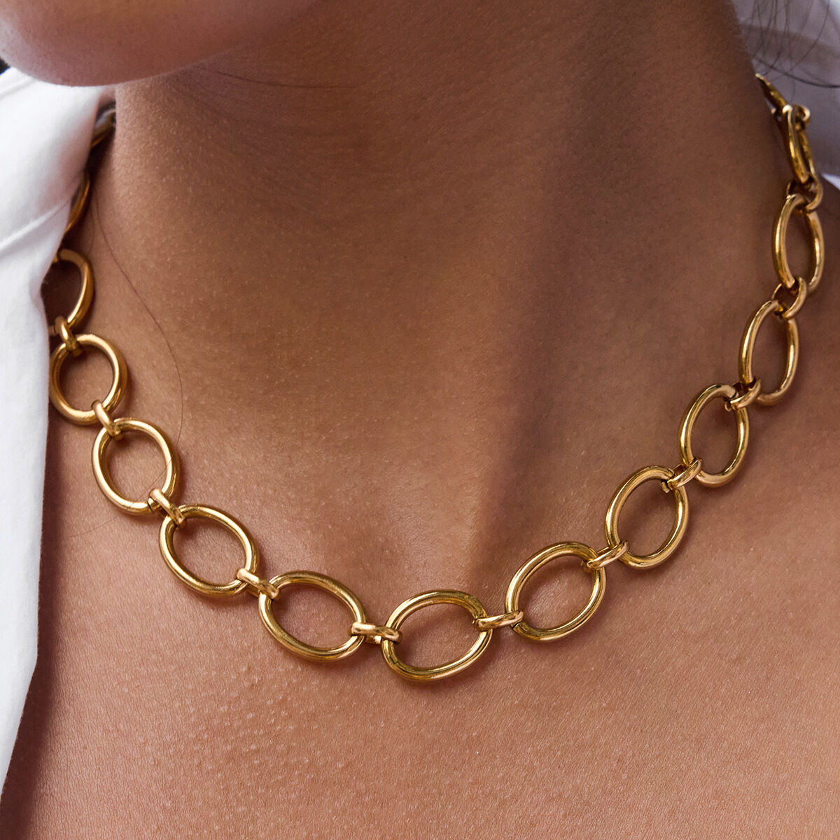 1 Piece Minimalist Circle Stainless Steel Waterproof Gold Color Women's Chain Necklaces