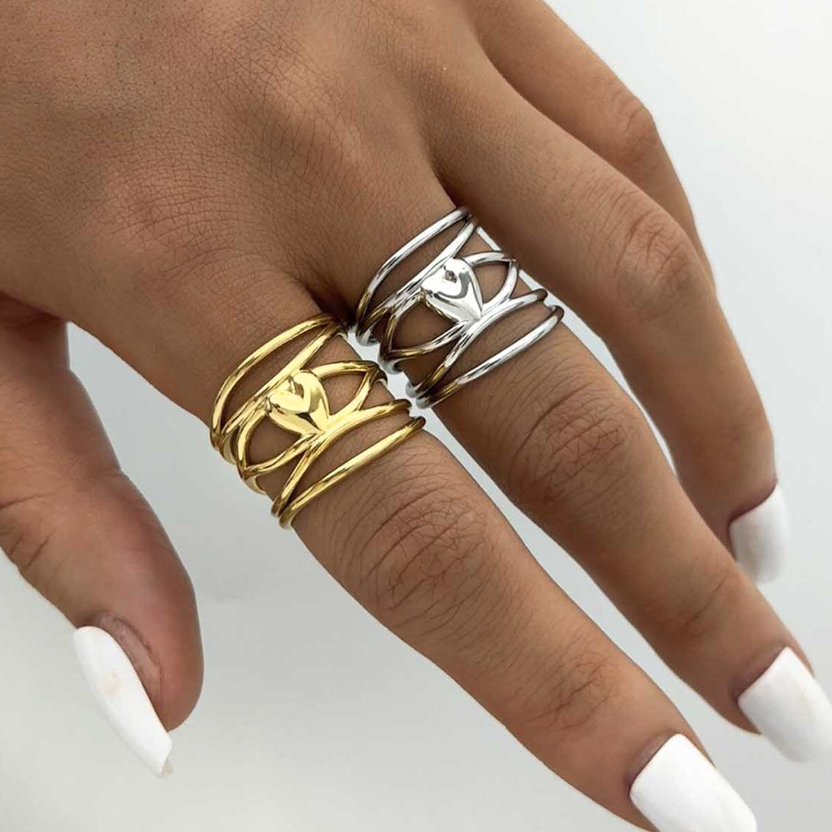 1 Piece Simple  Retro Irregular Shape Heart Stainless Steel Waterproof  Women's Statement Rings