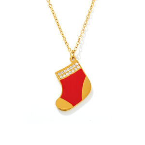 Collane con ciondolo da donna impermeabili in acciaio inossidabile con calzino di Natale classico h5