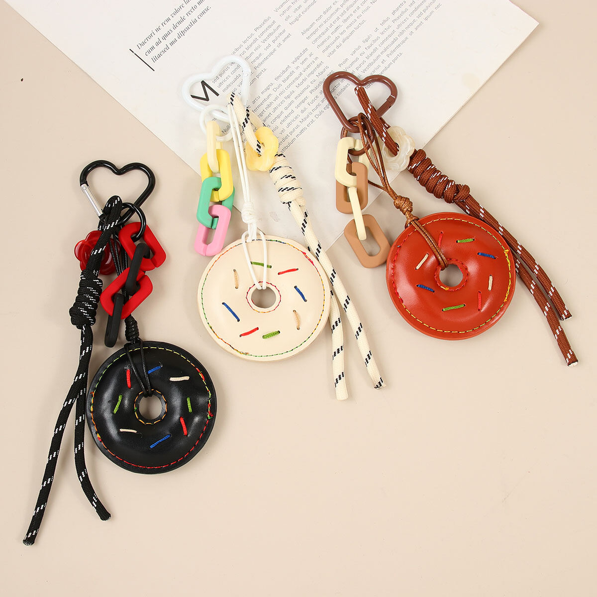 1 Stück Simple Series Niedliche Donut PU Damen Taschenanhänger Bild2