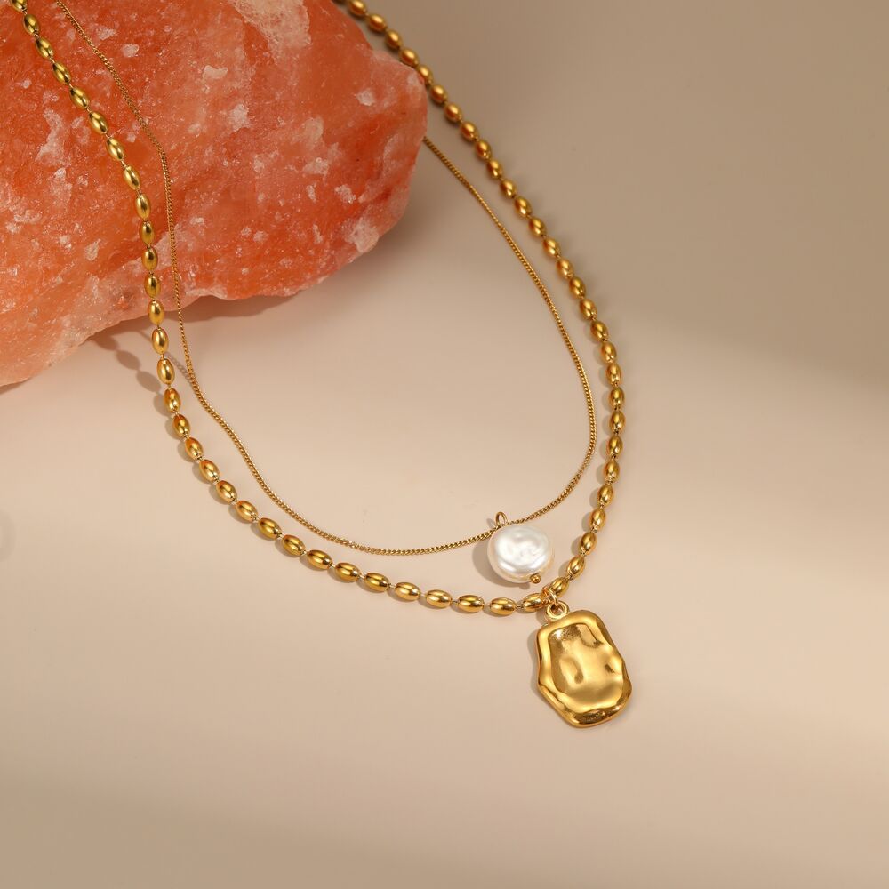 1 Piece Simple Elegant Irregular Shape Stainless Steel Waterproof Women's Layered Necklaces Picture4