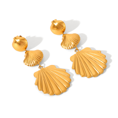 1 Paar Simple Series Daily Shell Edelstahl wasserdichte goldfarbene Damen-Ohrhänger