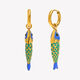 Oil-Dripping Fish Pendant Earrings - Gold-Blue-Green Picture2