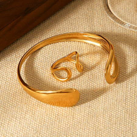 1 Piece Simple Daily Hollowed-out Stainless Steel Waterproof Gold Color Women's Bangles 2