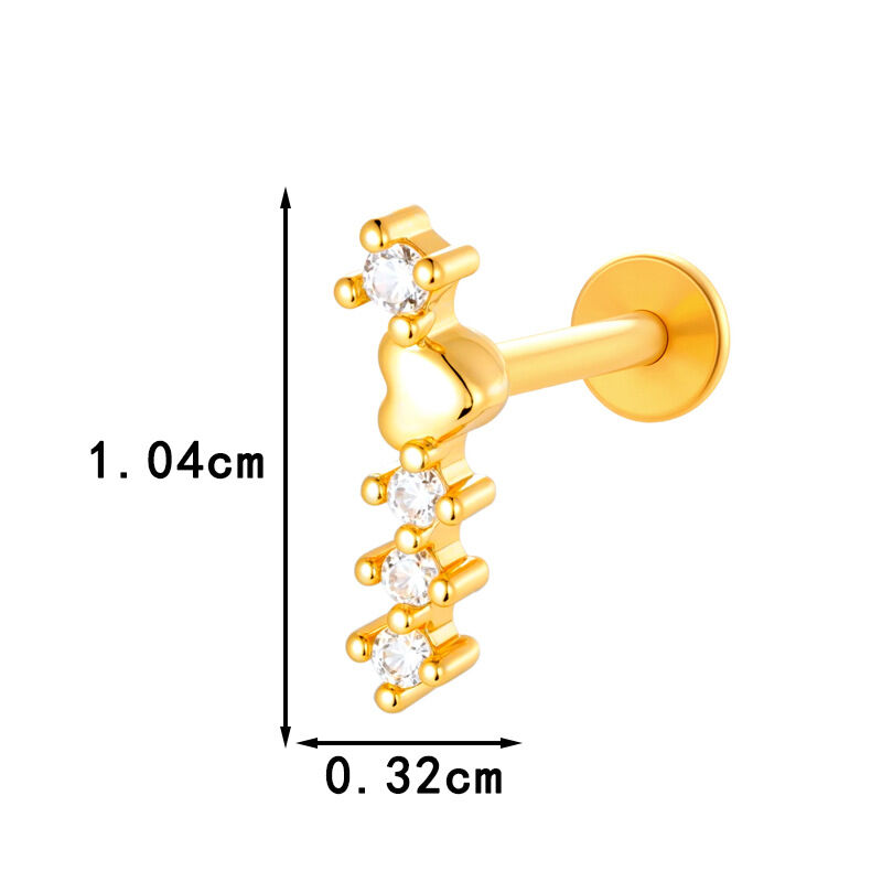 1 Piece Bow Knot Copper Gold Color Zircon Piercing Earring Picture2