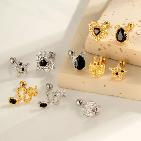 1 Stück Tier Kupfer Gold Farbe Zirkon Piercing Ohrring