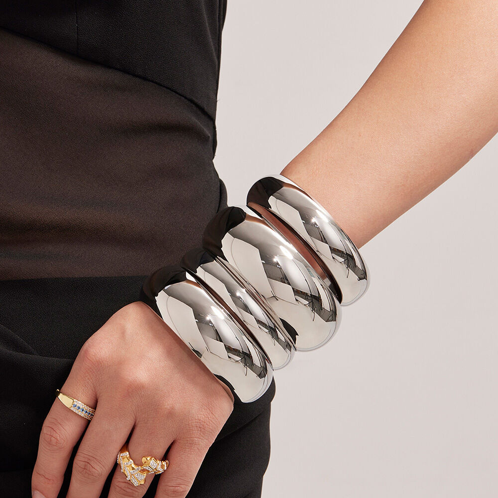 1 Piece Minimalist Solid Color Stainless Steel Waterproof Women's Bangles Picture4