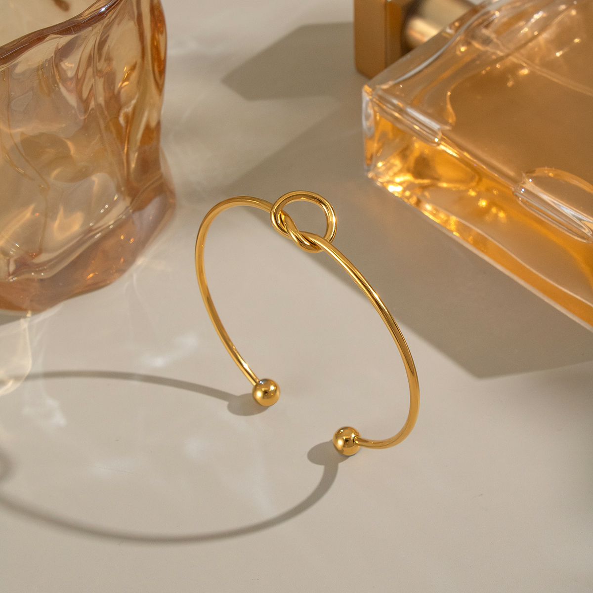 1 Piece Simple Series Twist Stainless Steel Waterproof Gold Color Cuff Bracelet Picture5