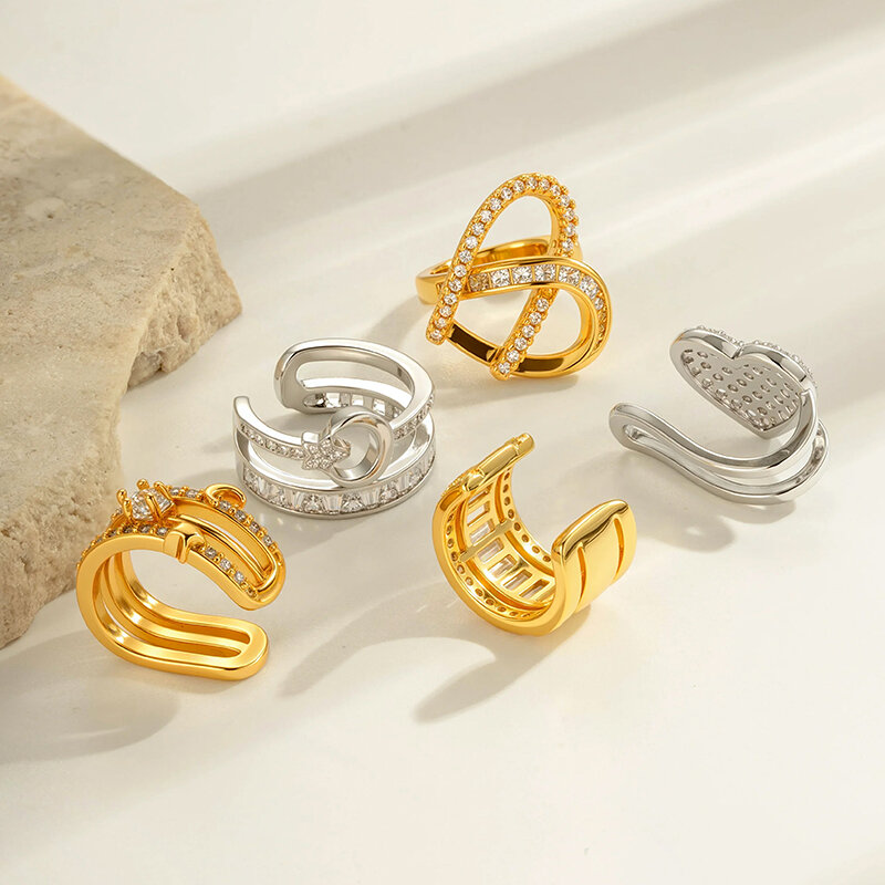 1 Piece Copper Gold Color Zircon Ear Cuffs Picture3