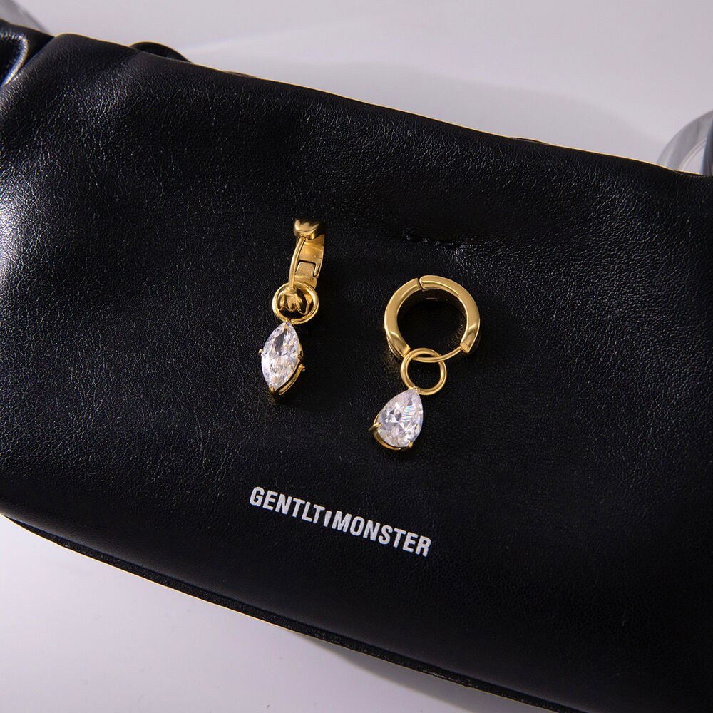 1 Pair Luxurious Droplet Stainless Steel Waterproof Gold Color Zircon Women's Drop Earrings h5Picture6