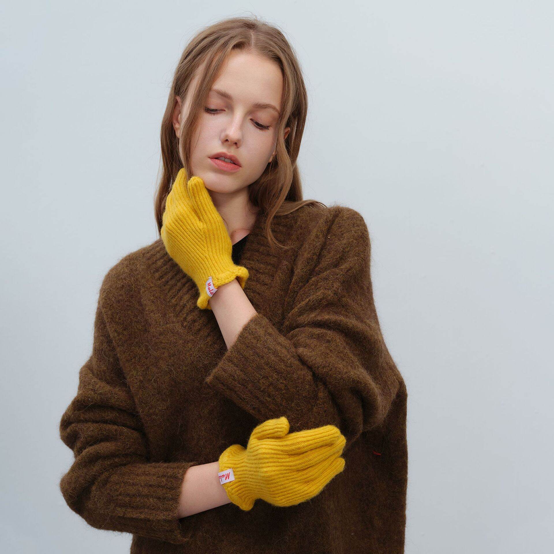 1 paar effen polyester dameshandschoenen 2