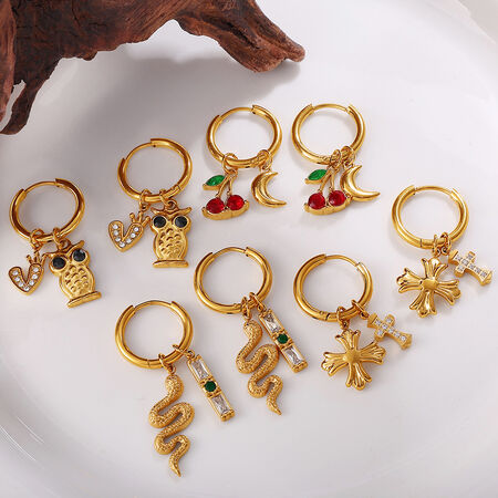 1 Pair Stainless Steel Waterproof Gold Color DIY Drop Earrings 2