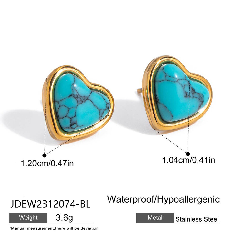 Classic Calaite Heart Stainless Steel Waterproof Women's Jewelry Sets