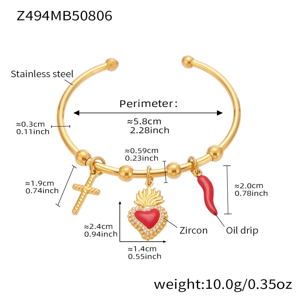Z494-Gold Heart Enamel Bracelet Picture3