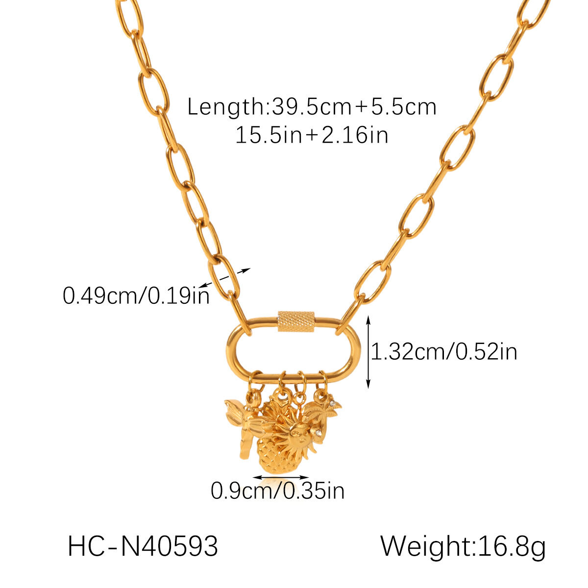 1 stuk Dagelijkse Dierenhanger, Roestvrij Staal, Waterdicht, Goudkleurig, Damesketting h5 Afbeelding2