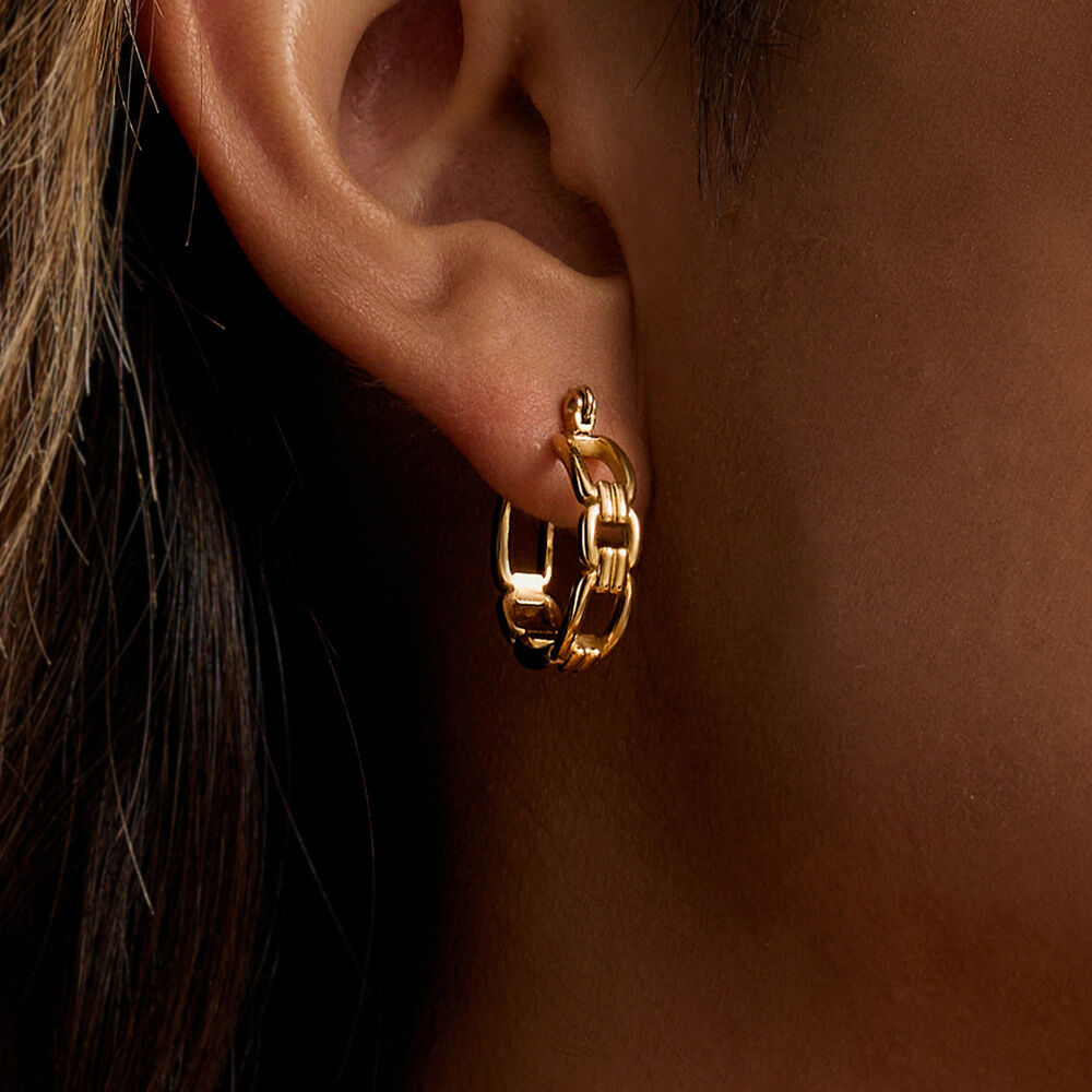 1 Pair Simple Chain Stainless Steel Waterproof Women's Hoop Earrings Picture3