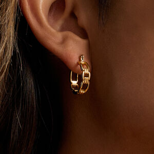 1 Pair Simple Chain Stainless Steel Waterproof Women's Hoop Earrings h5 Picture3