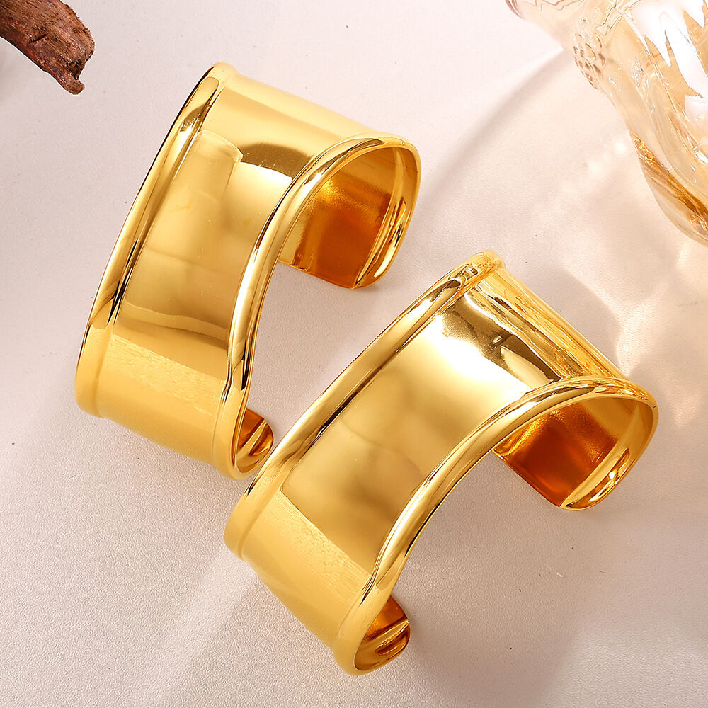 1 Piece Stainless Steel Waterproof Gold Color Cuff Bracelet Picture2