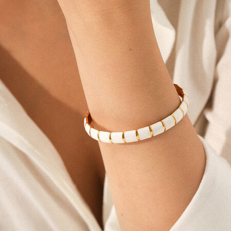 1 Piece Simple Series Daily Plant Stainless Steel Waterproof Gold Color Women's Bangles